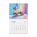 Calendar with a roller skate design on a colorful background